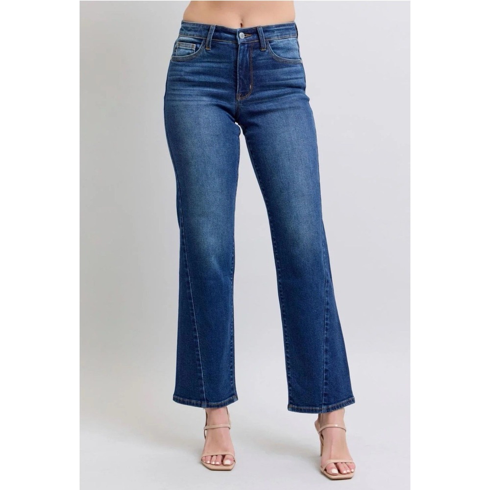 Judy Blue Mid Rise Side Seam Detail Straight Denim Jeans Stretch, Size 27‎